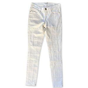 Frame Patchwork Le Skinny De Jeanne White Jean Size 27